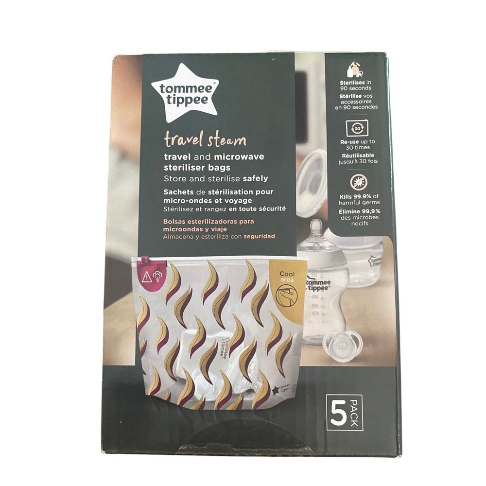 Tommee Tippee Travel Steam Microwave Sterilizer Bags 5‎ Pack Baby Bottle